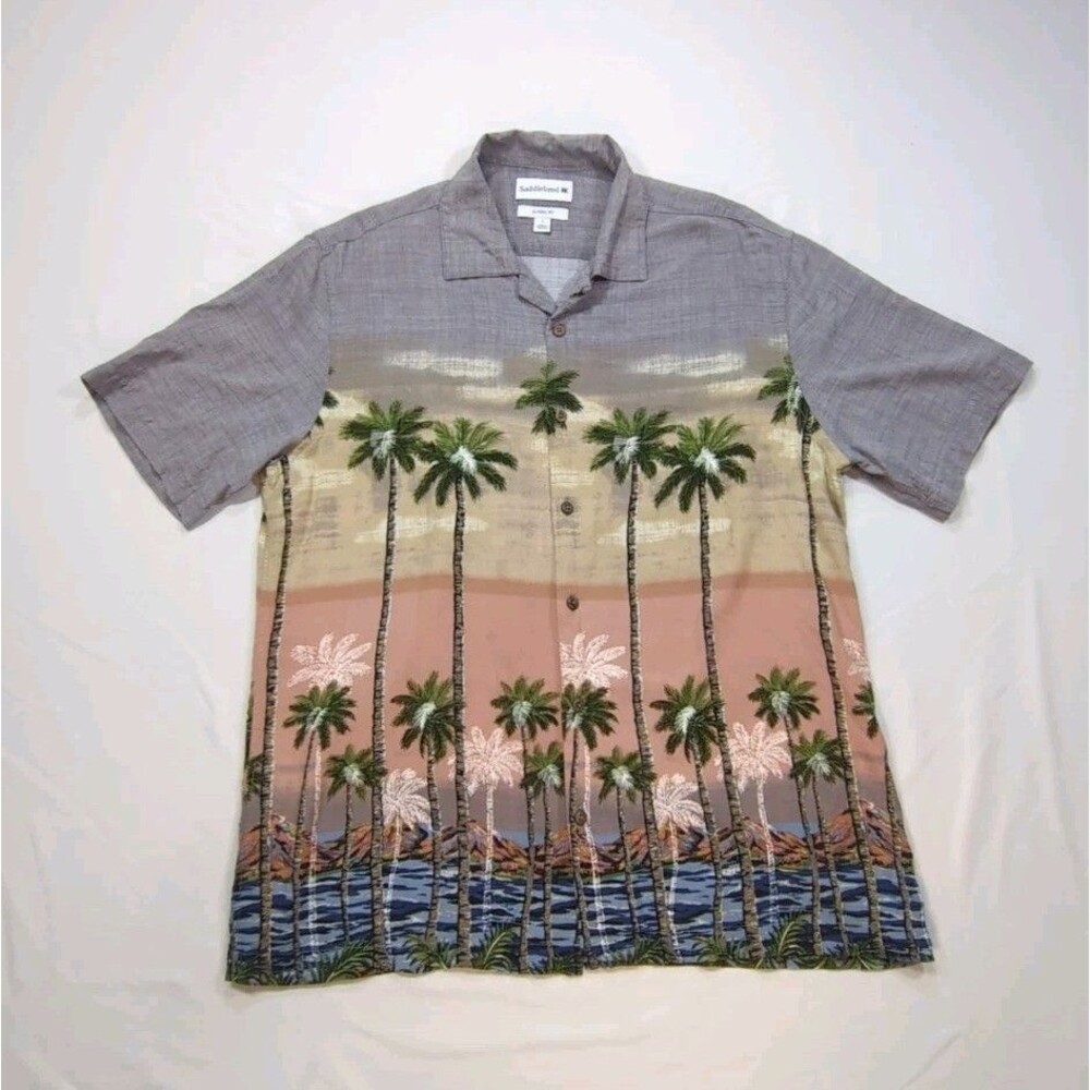 Men’s Saddlebred Classic Fit Hawaiian Sunset Dress Shirt Size Large